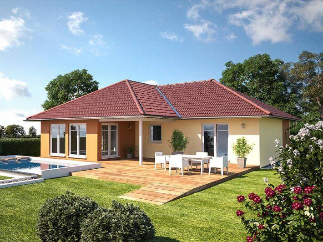 Проект 1 этажного дома из блоков PP-27